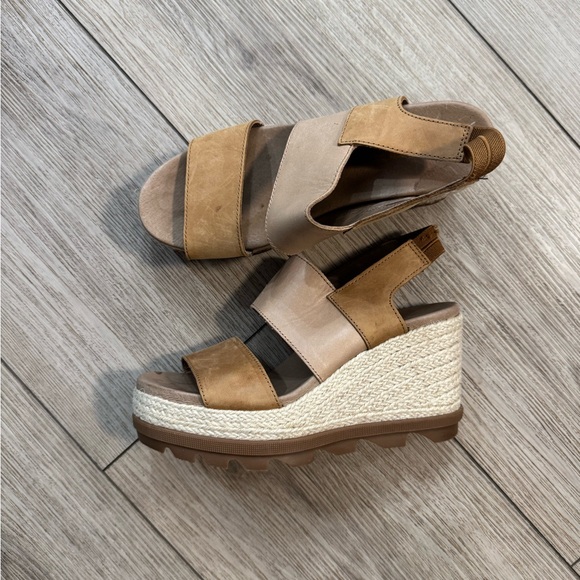 Like New Sorel Joanie II Slingback Leather Sandals Wedge Casual Vacation Travel - Picture 3 of 5